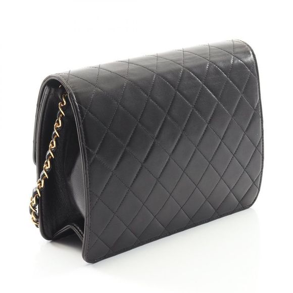 Chanel Shoulder Bag Matelasse Single Flap Black Lambskin Matelasse Push Lock - Picture 2 of 10